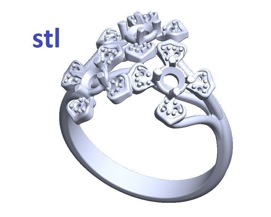 Ring gold and diamond cross 3D print model_10