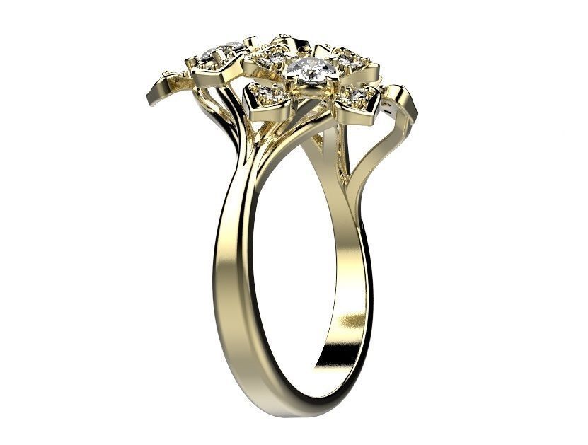 Ring gold and diamond cross 3D print model_6
