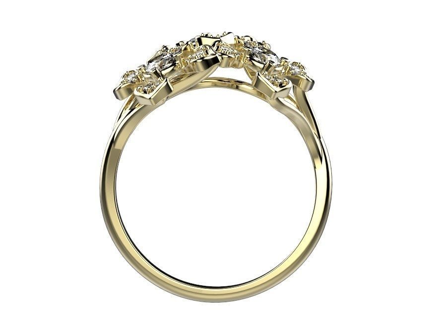 Ring gold and diamond cross 3D print model_3