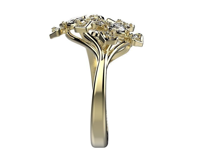 Ring gold and diamond cross 3D print model_7