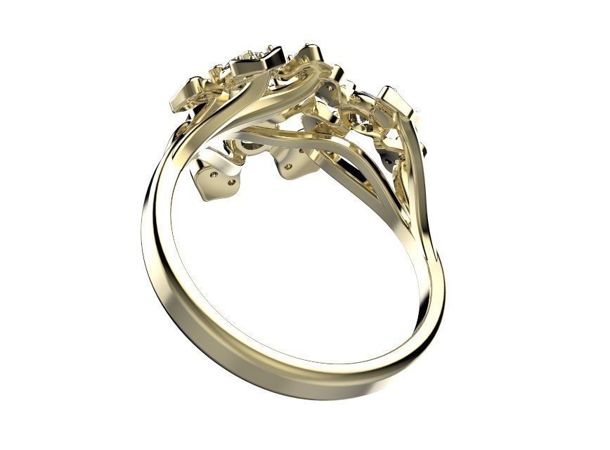 Ring gold and diamond cross 3D print model_5