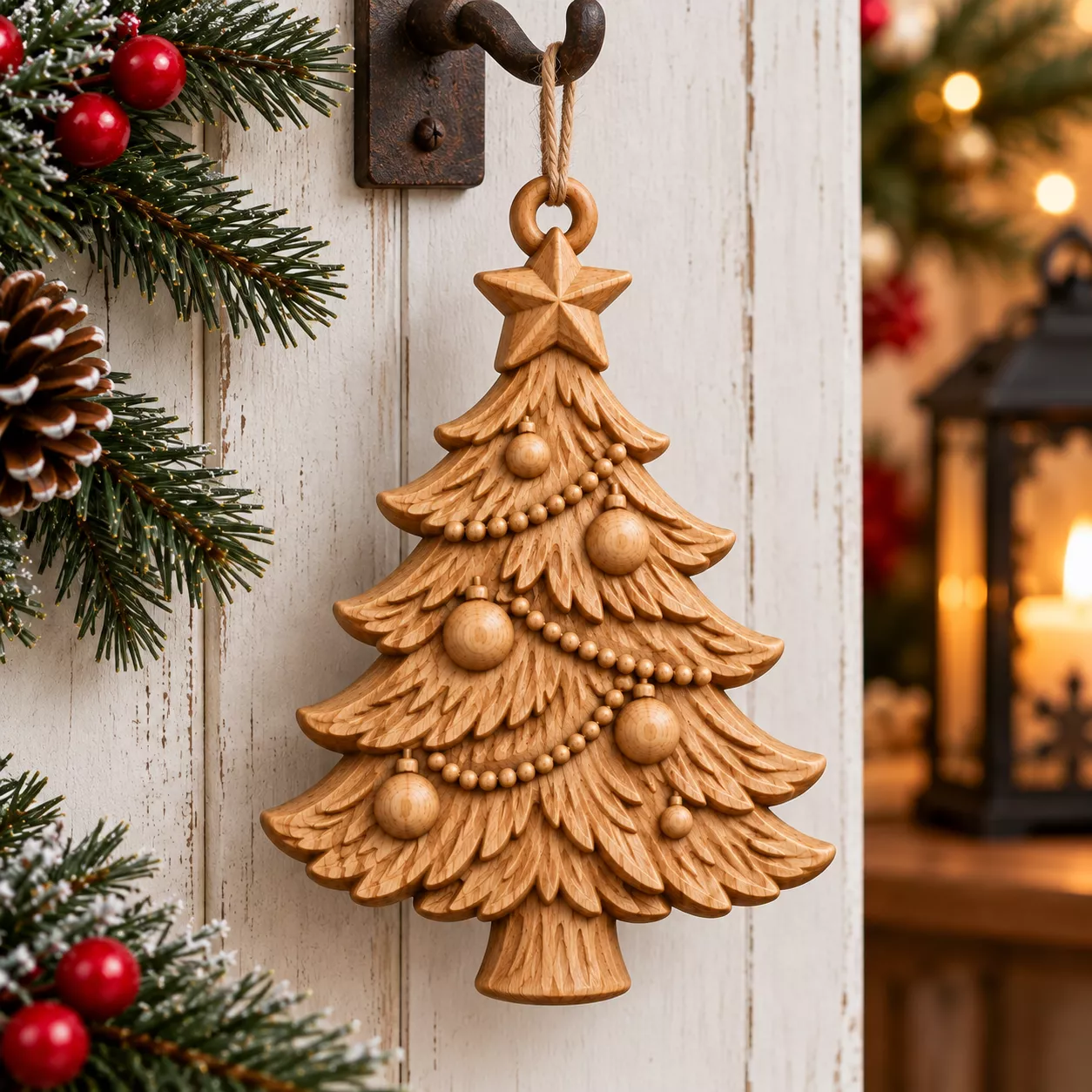 Christmas Tree Ornament 3D Model CNC Wood Carving Relief STL 3D print model