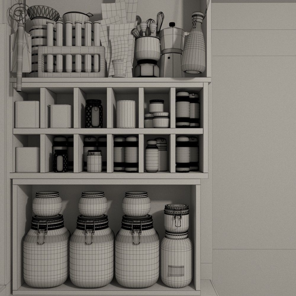 Kitchen set jars and containers in 3D model_4