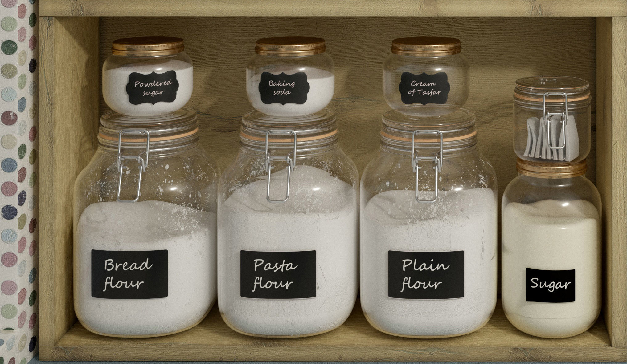 Kitchen set jars and containers in 3D model_3