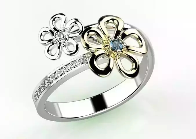Ring flower with diamonds