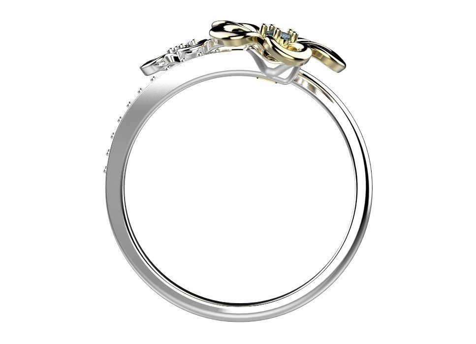 Ring flower with diamonds 3D print model_4