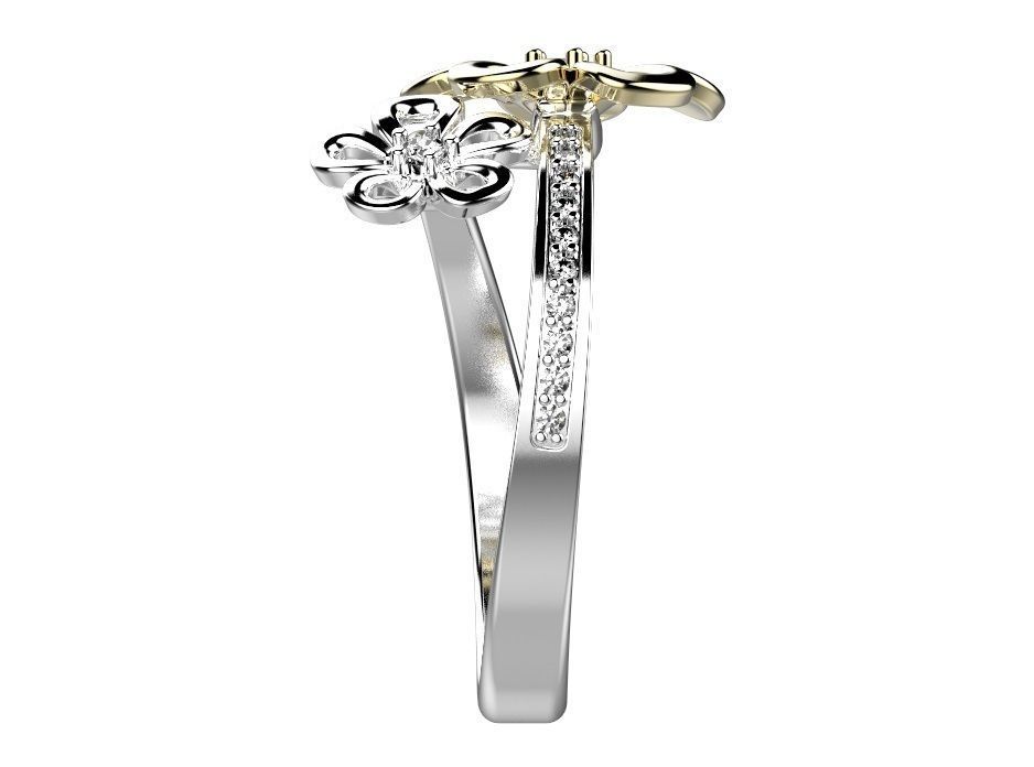 Ring flower with diamonds 3D print model_10