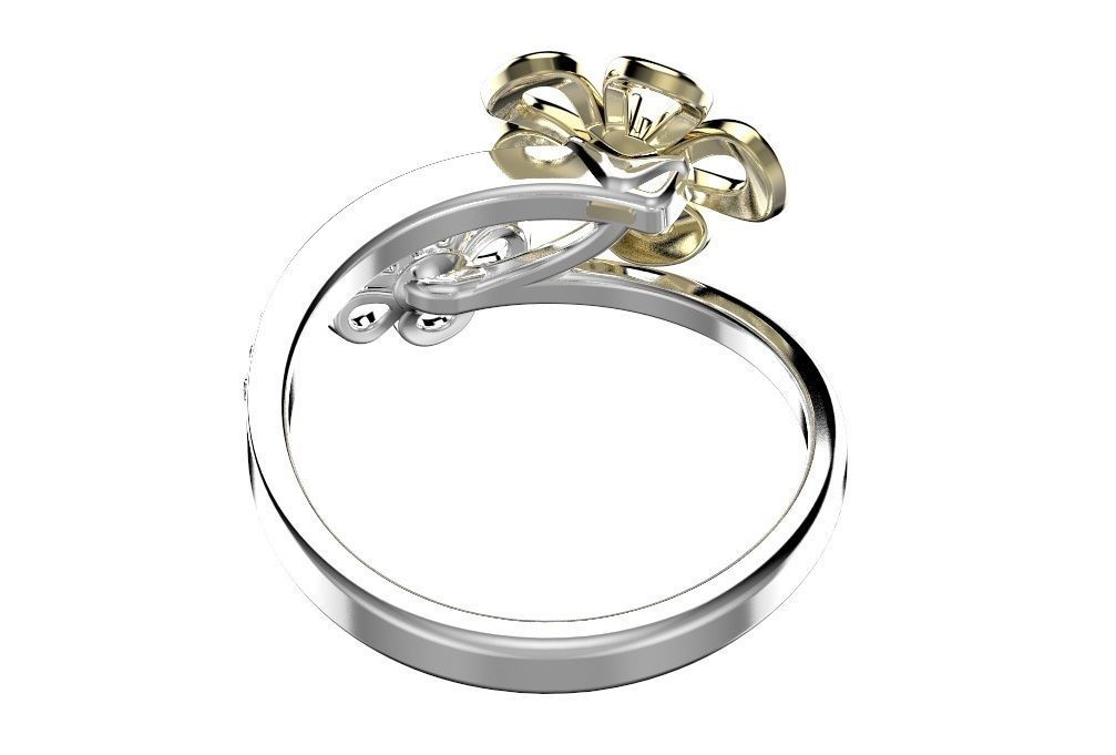 Ring flower with diamonds 3D print model_5