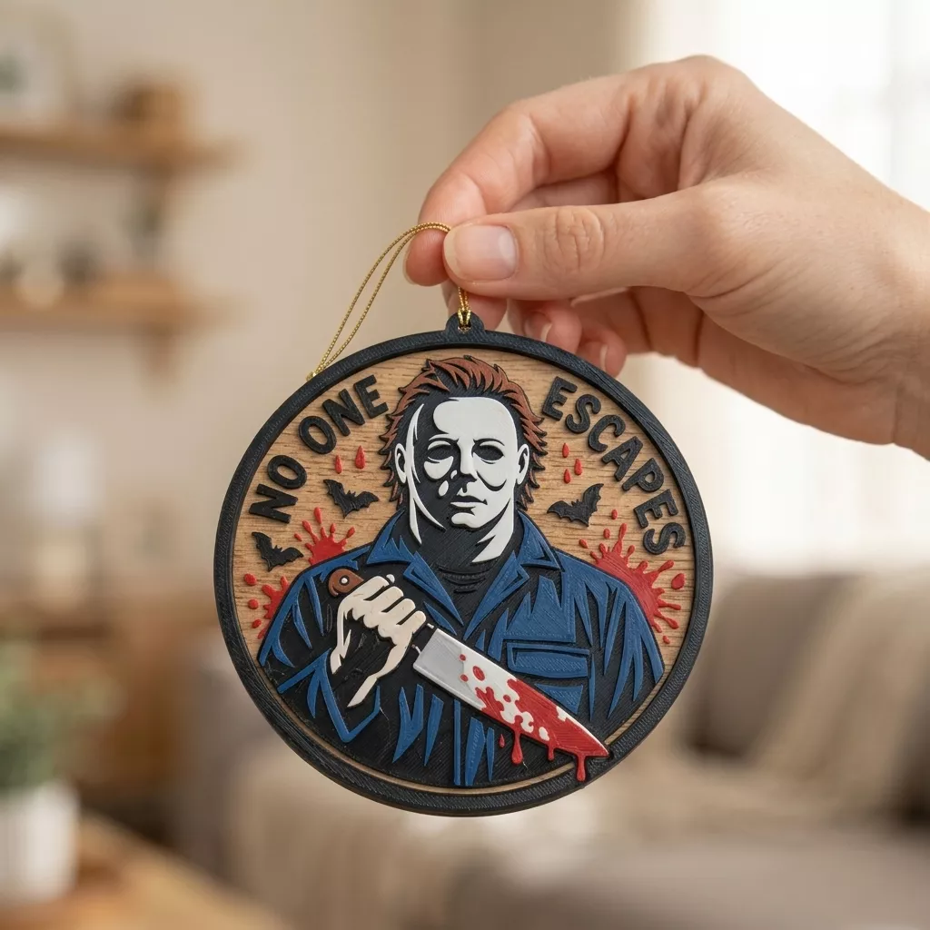No One Escapes Slasher Mask Killer Halloween Ornament Coaster 3D 3D print model