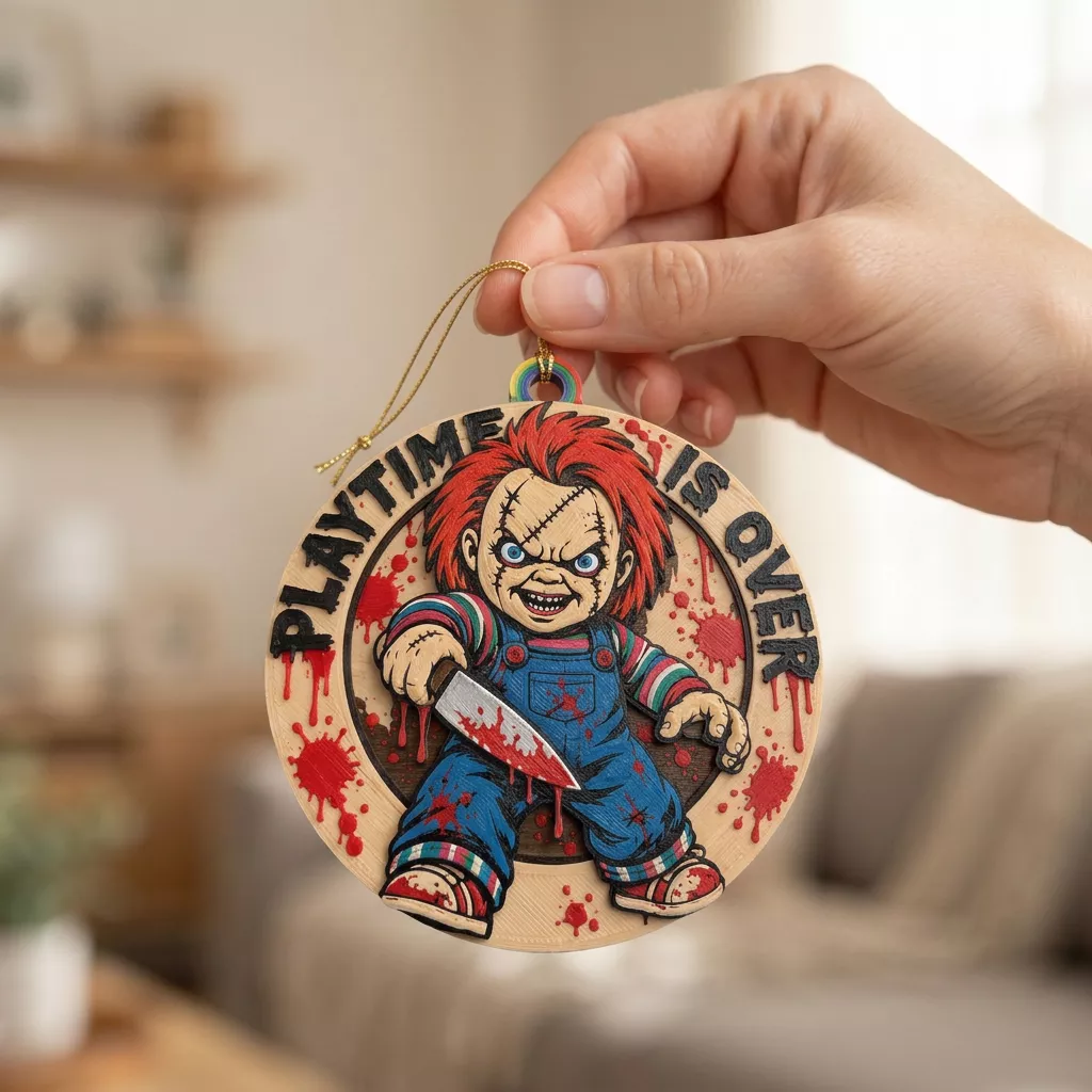 Playtime Is Over Killer Doll Horror Ornament Coaster Plaque 3D P 3D print model