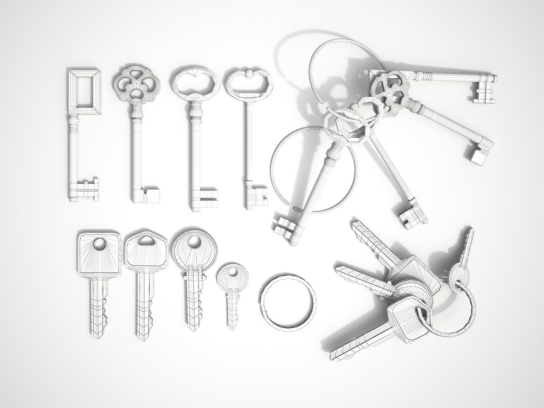 Set Of New and Old Keys 3D model_1