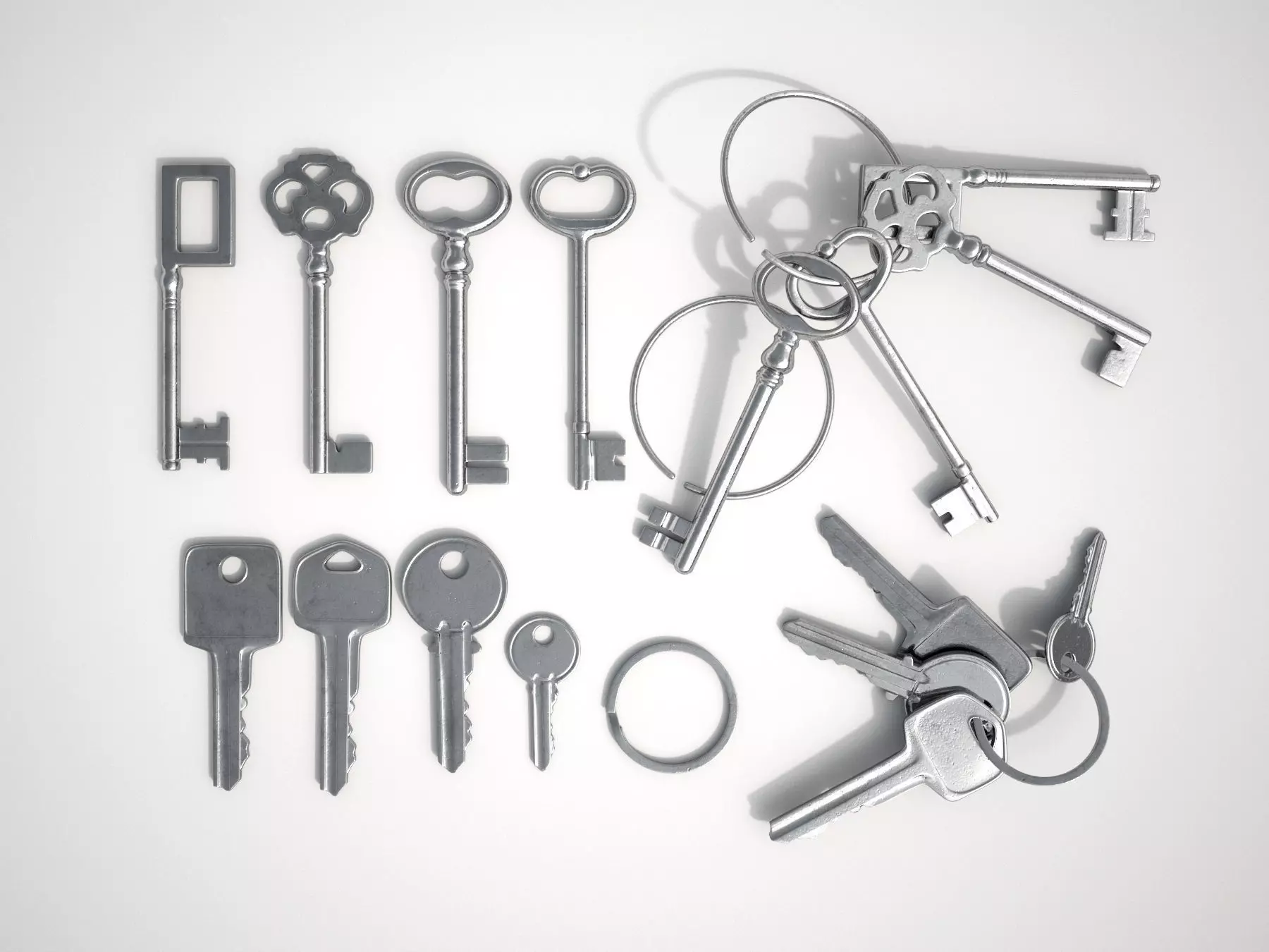 Set Of New and Old Keys 3D model_0