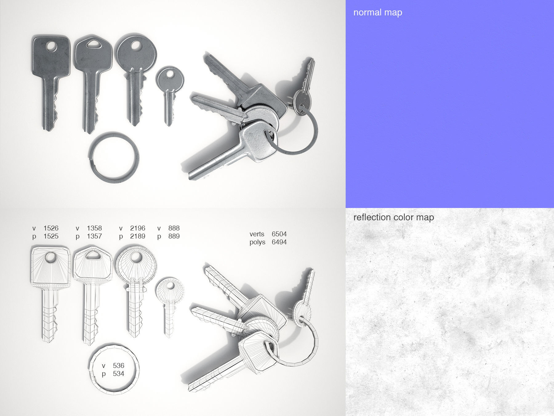 Set Of New and Old Keys 3D model_2