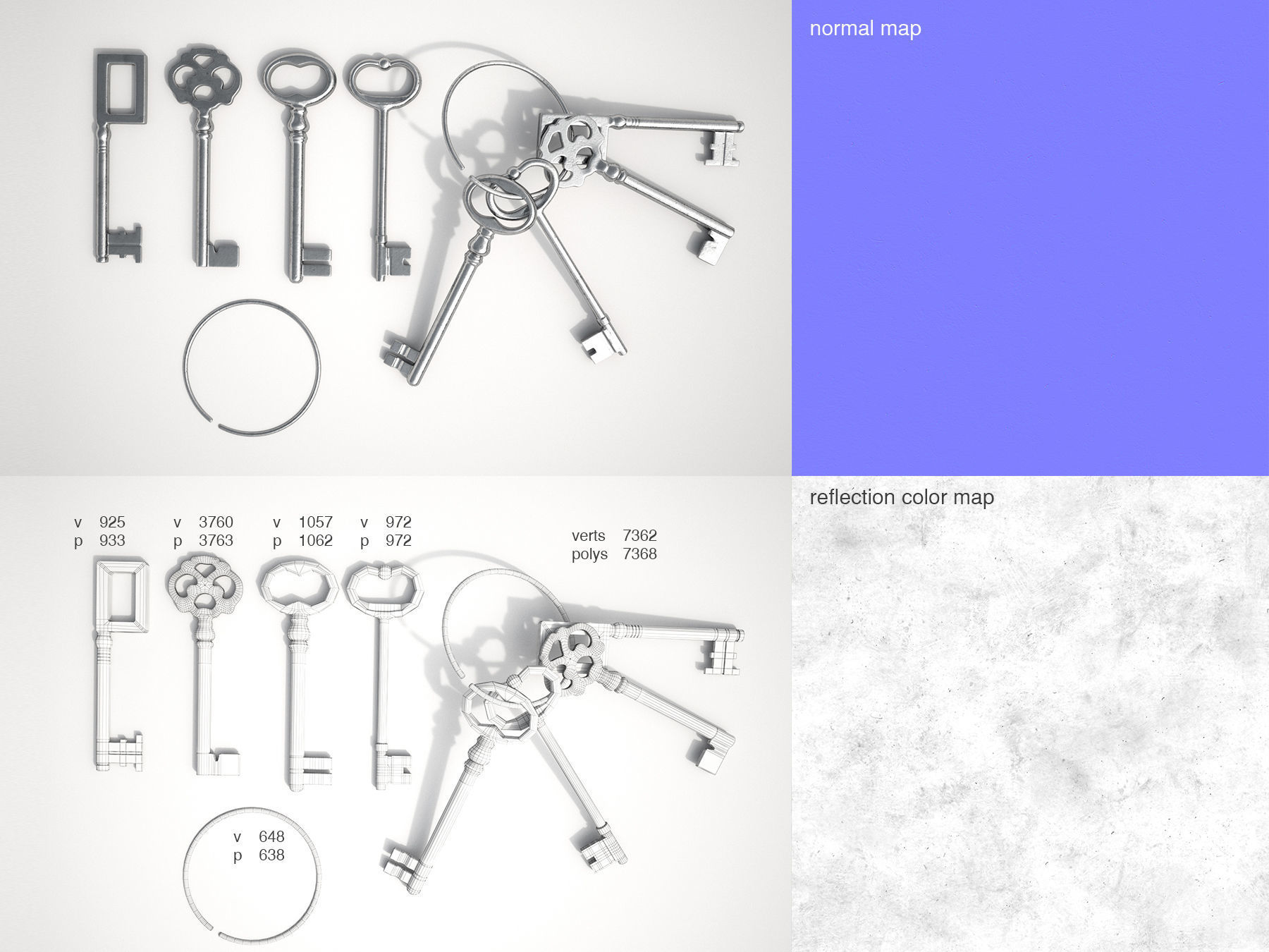 Set Of Old Keys 3D model_2