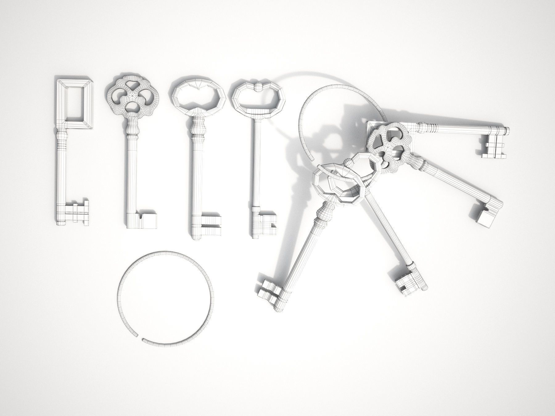 Set Of Old Keys 3D model_1