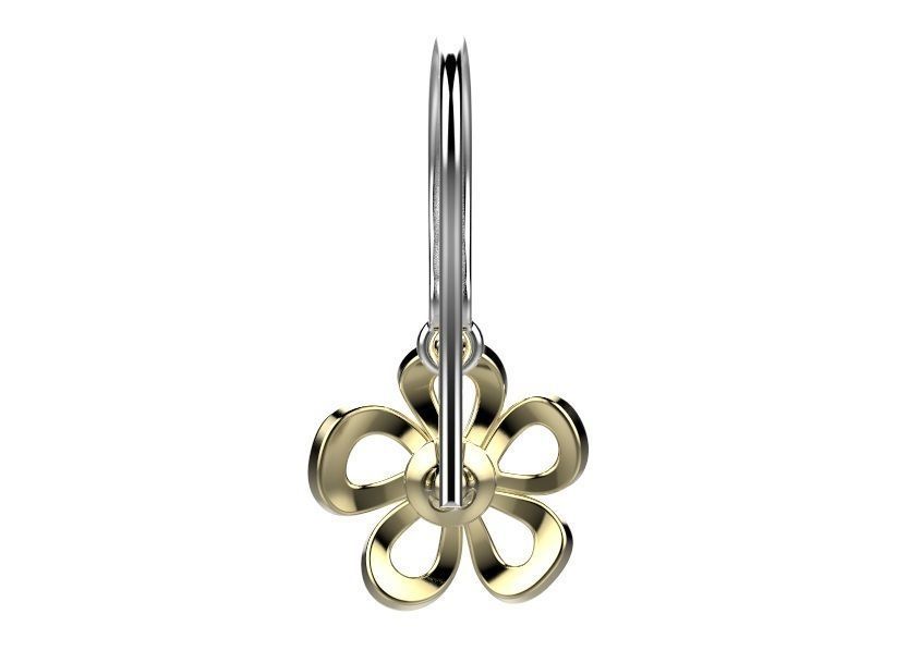 Earrings flower shaped pendant with diamonds 3D print model_6