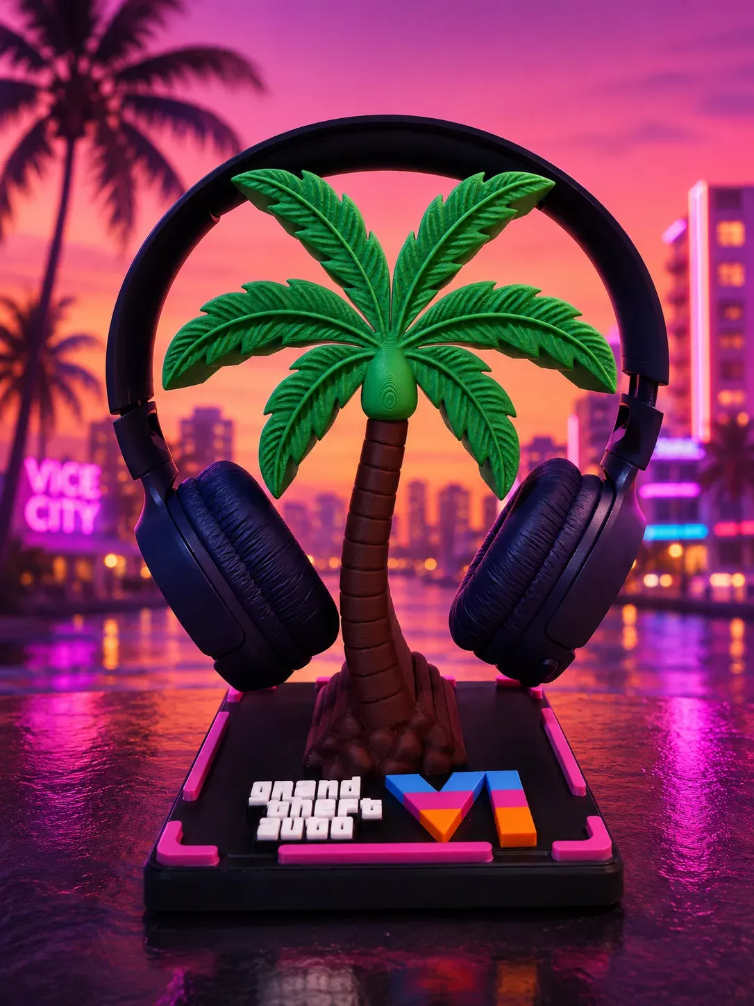 GTA VI Vice City Headset Stand 3D print model