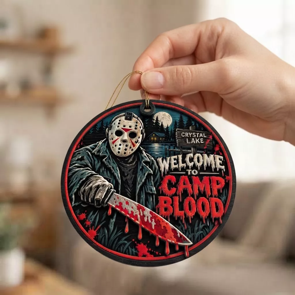 Welcome To Camp Blood Hockey Mask Killer Halloween Ornament Coas 3D print model