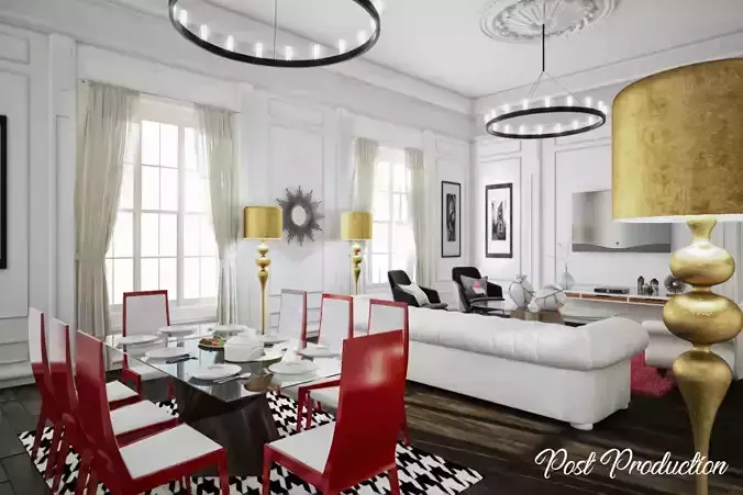 Modern-Classic Living Room - Ready to render 