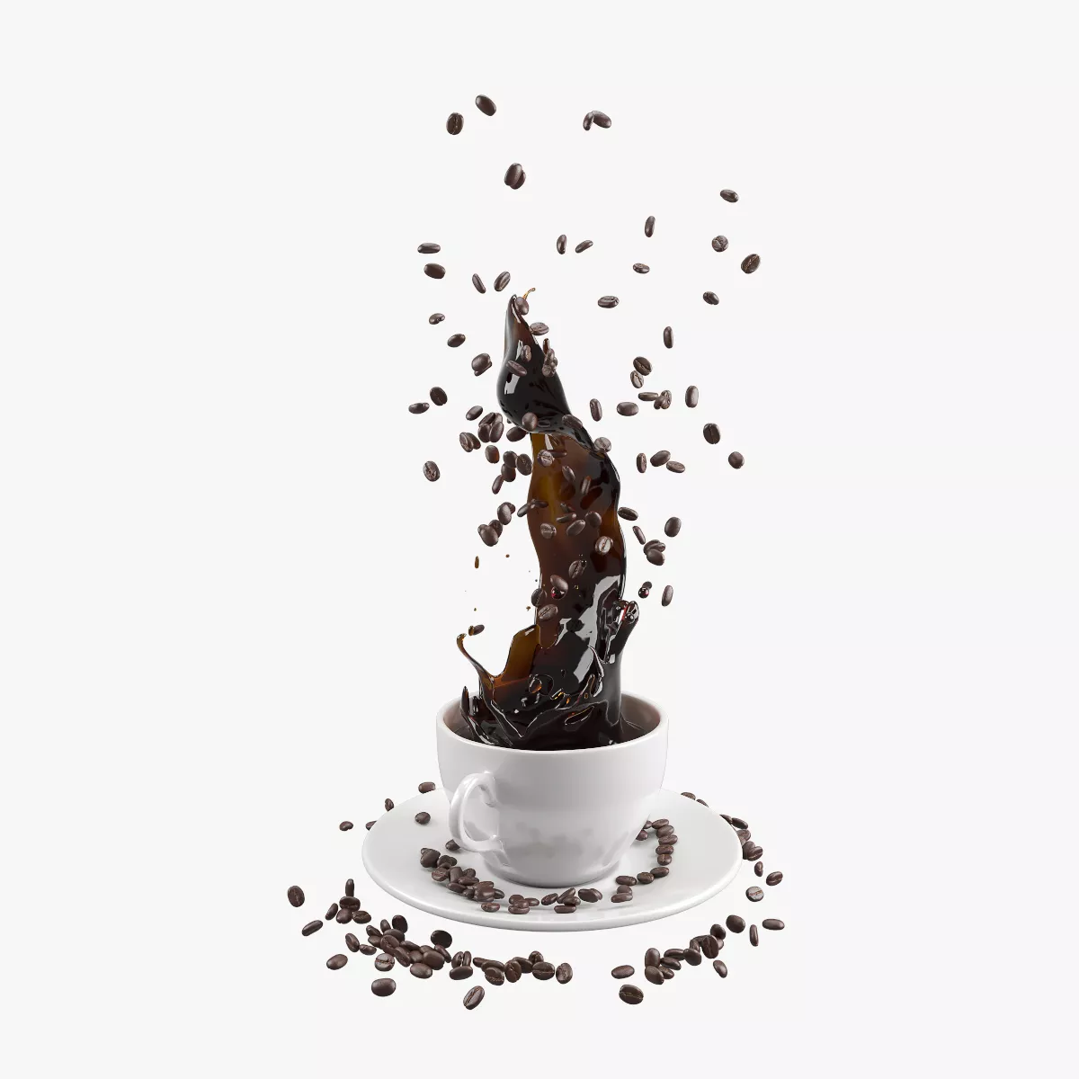 Coffee Splash Bean Low-poly 3D model