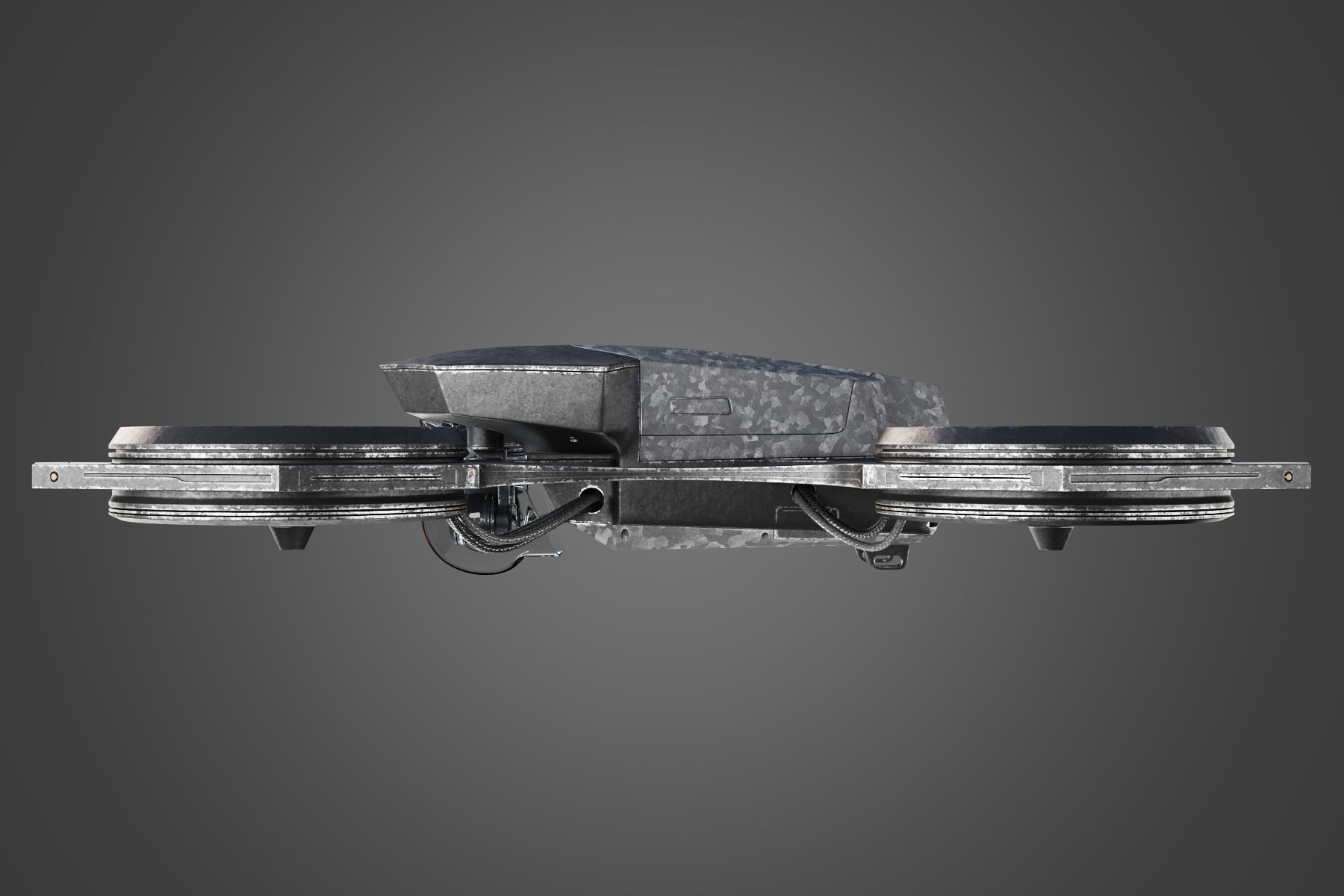 Drone quadcopter flying in sky with flames 3D model_6