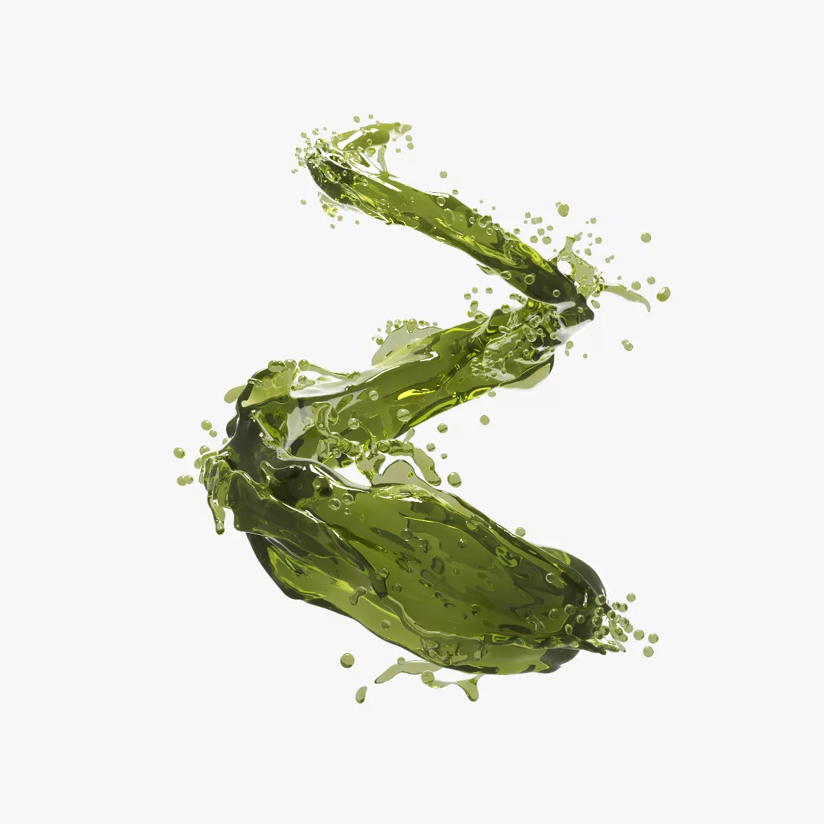 Splash Oil Olive Green Low-poly 3D model