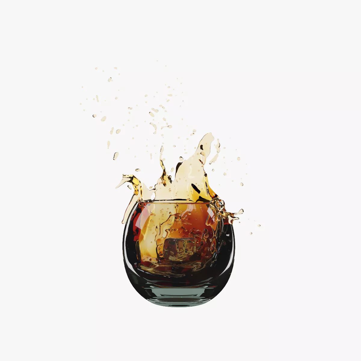 Whiskey Splash Low-poly 3D model