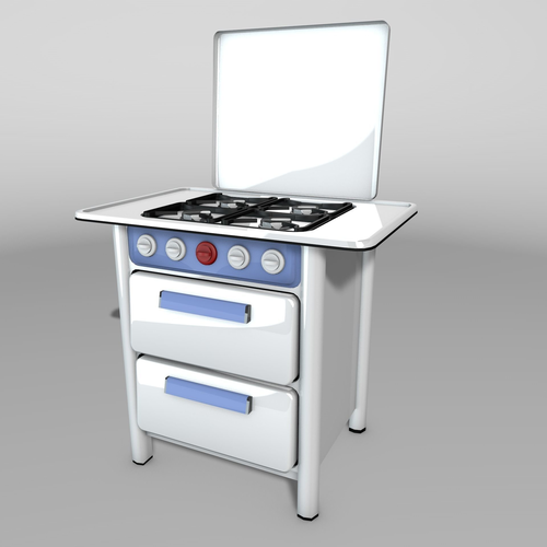 Vintage Stove Low-poly 3D model