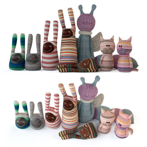 Textile toys out of socks 3D model