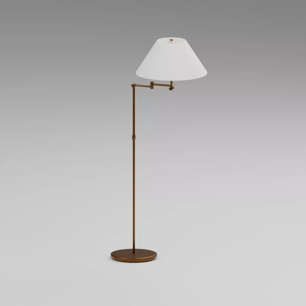 AMBRE Bronze Swing Arm Floor Lamp with Linen Shade 3D model