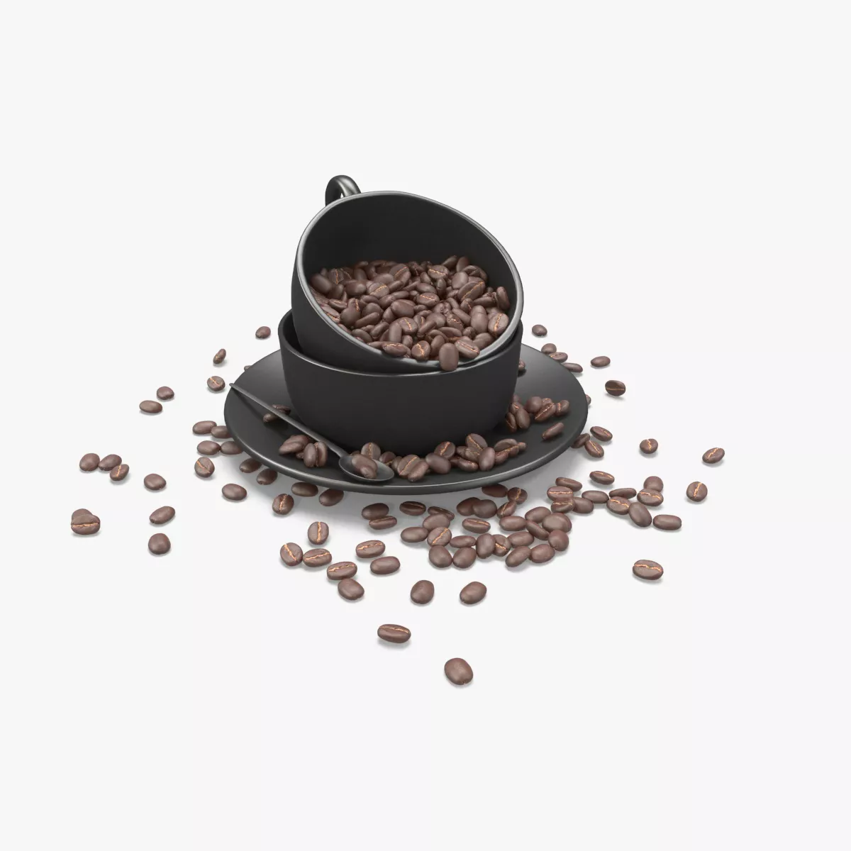 Coffee Cup with Beans Low-poly 3D model