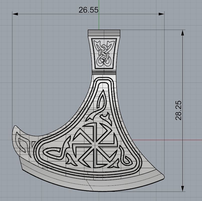 Pendant Slavic Axe 02 3D print model_2