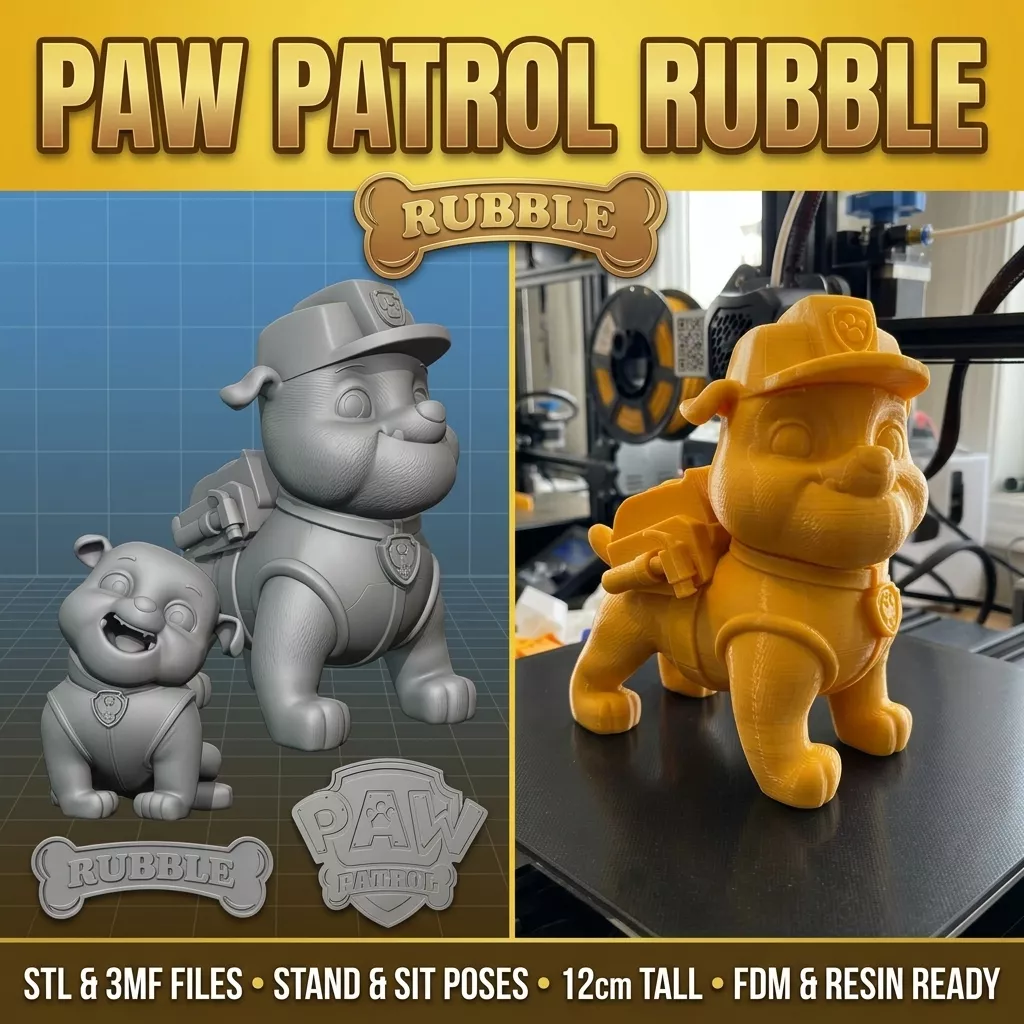 PAW Patrol Rubble 3D Printable Figure 3D print model