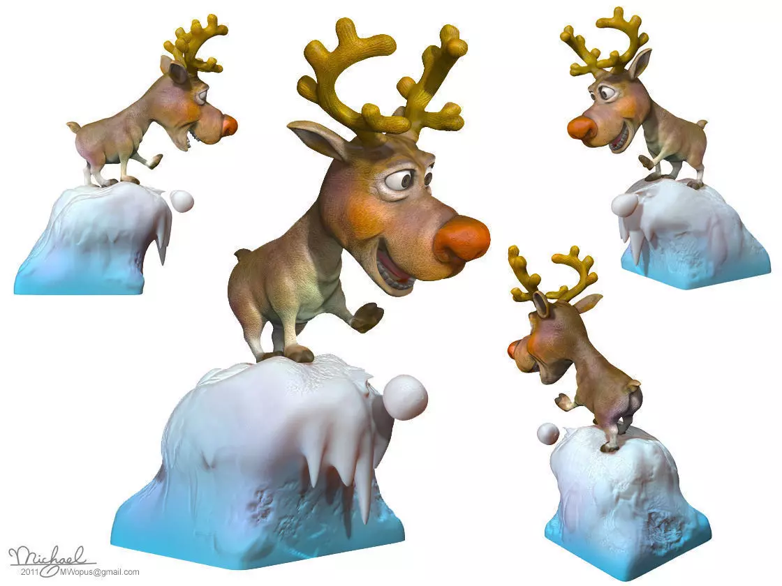 Rudolph -nosed reindeer 3D print model_0