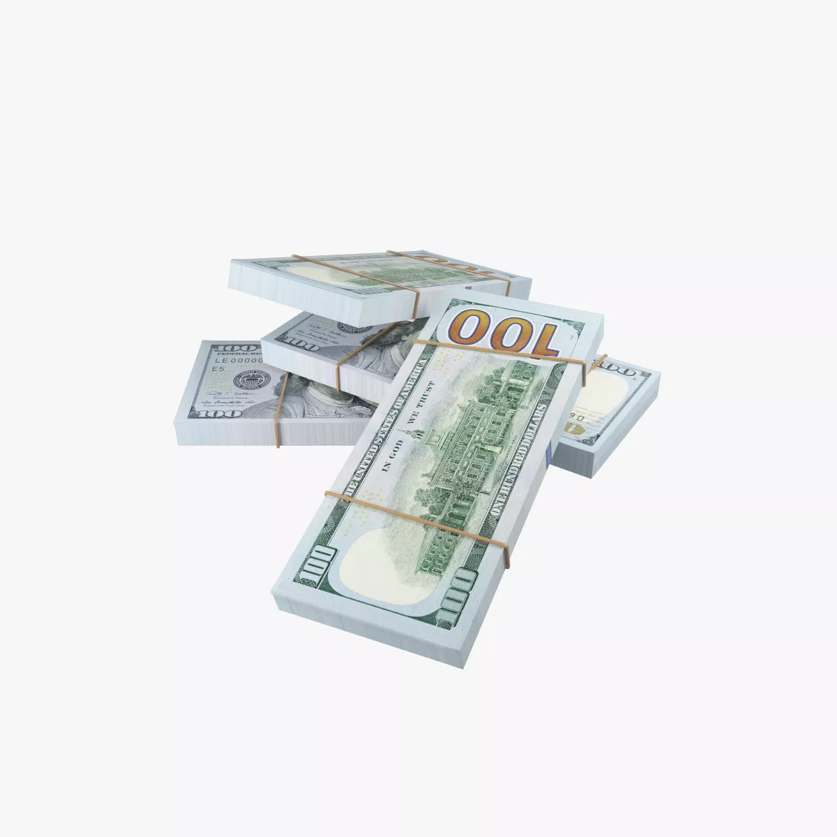 100 Dolars Pack Low-poly 3D model