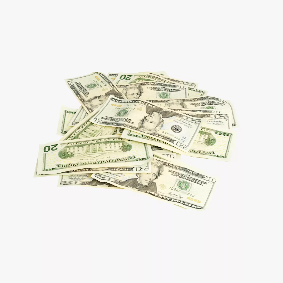 20 Dollars Pile Low-poly 3D model
