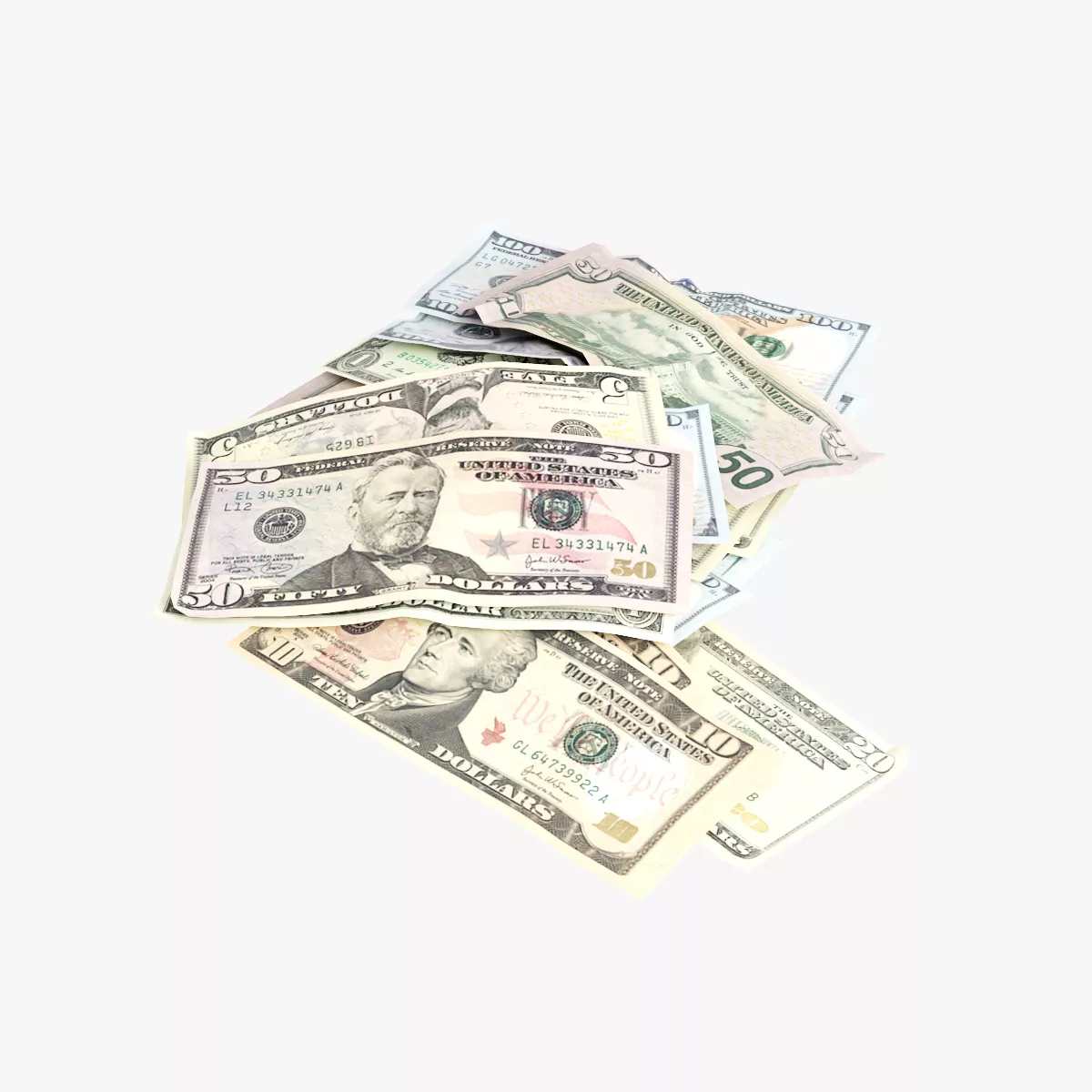 Dollars pile Low-poly 3D model