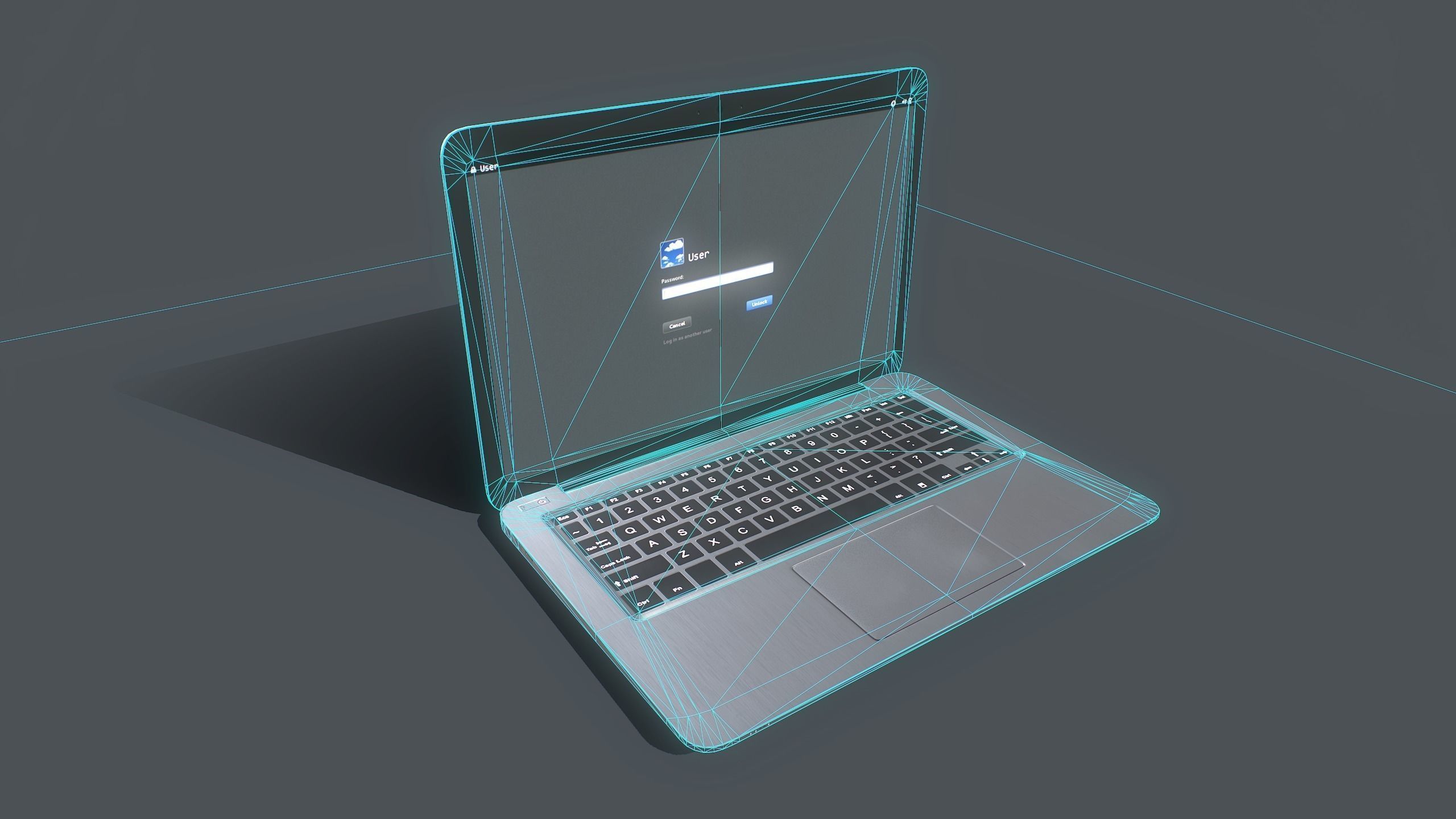 Laptop Low-poly 3D model_8