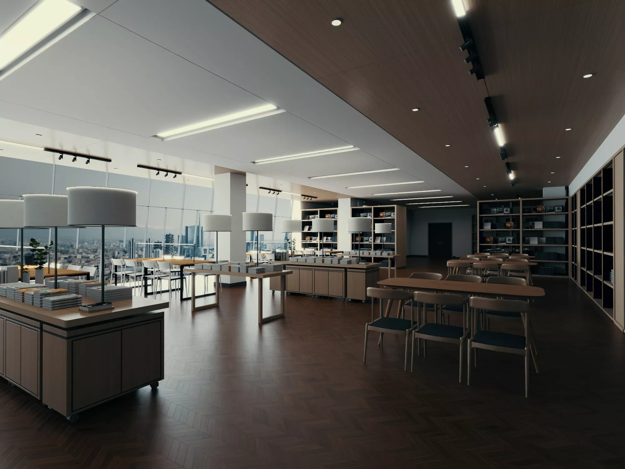 Modern Library Interior Scene 3D model