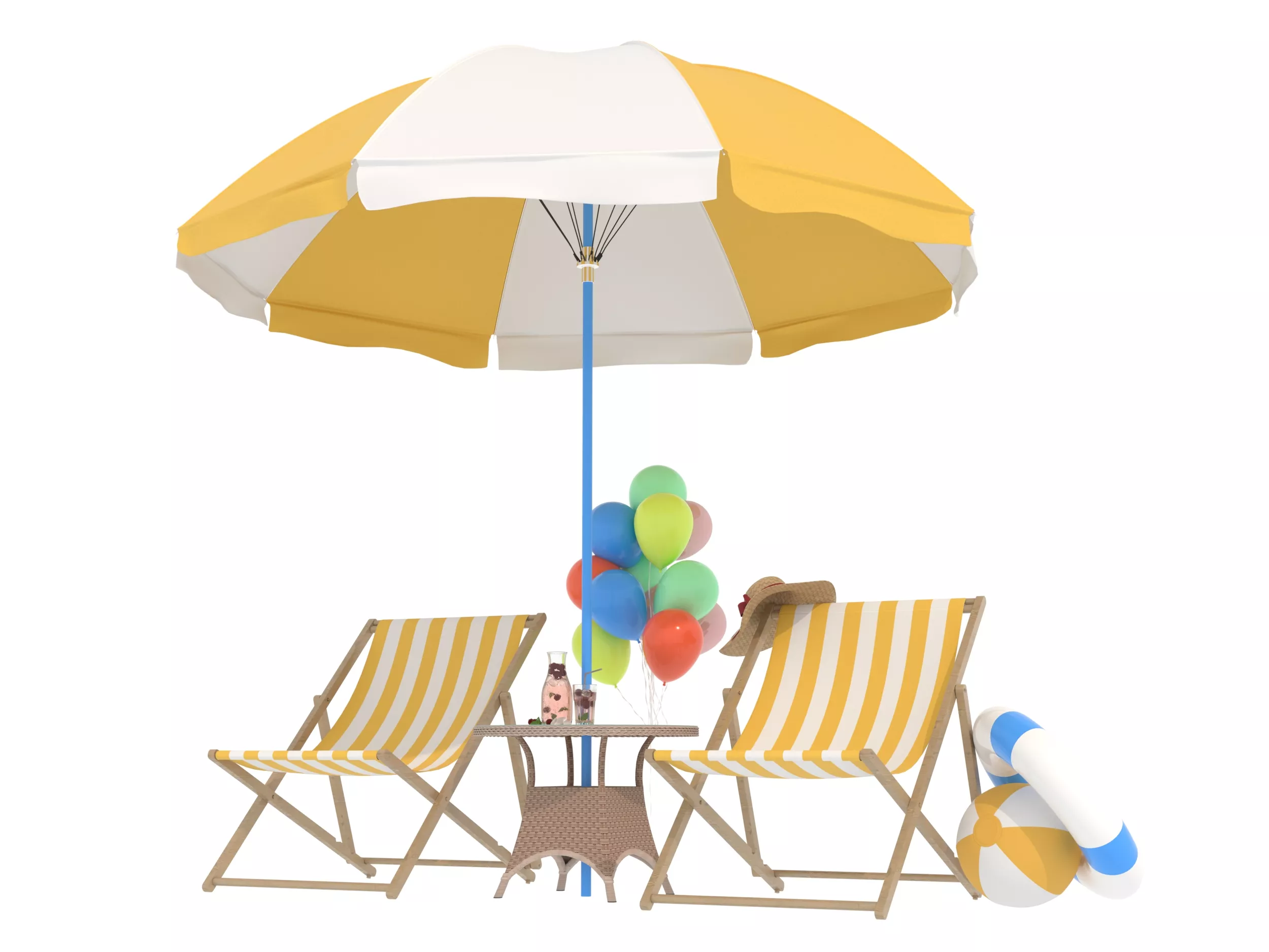 Summer Set beach chair with umbrella01 3D model