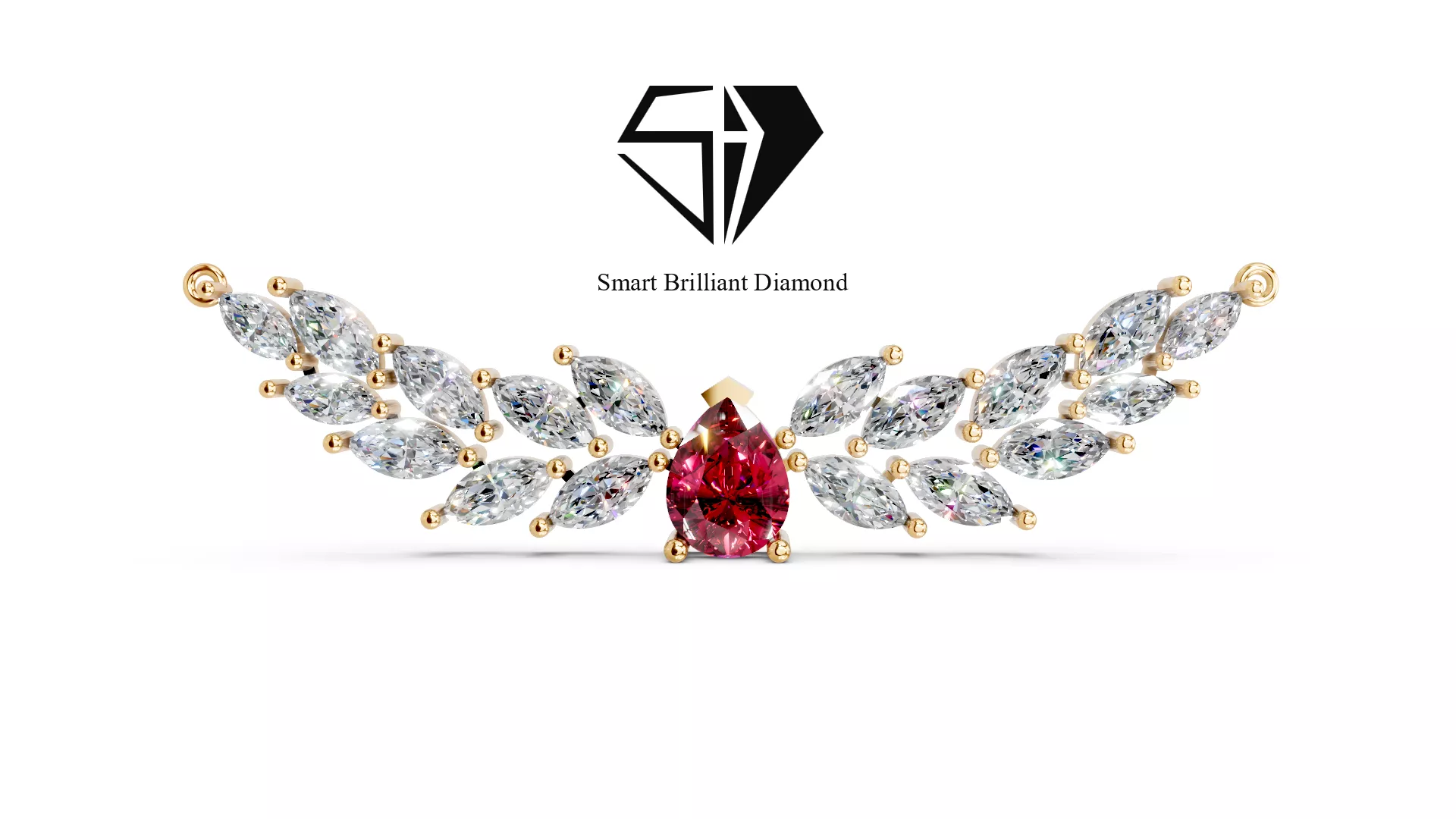 Royal Ruby Marquise Vine Pendant Luxury Gold Jewelry CAD jp0488 3D print model