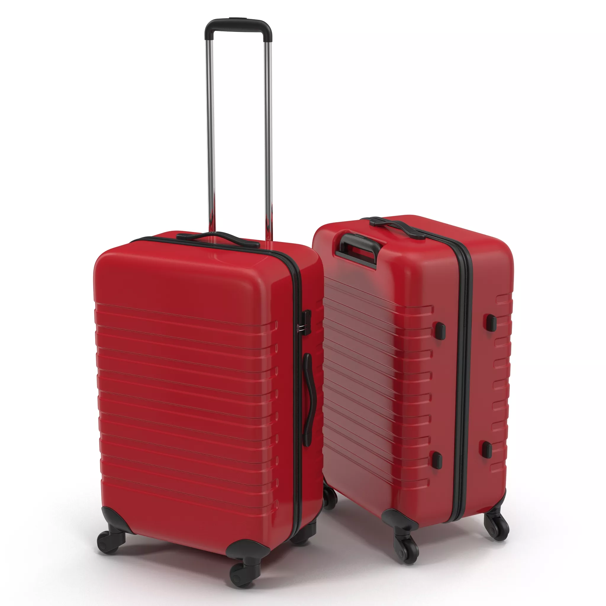 Plastic Trolley Luggage Bag Red 3D model