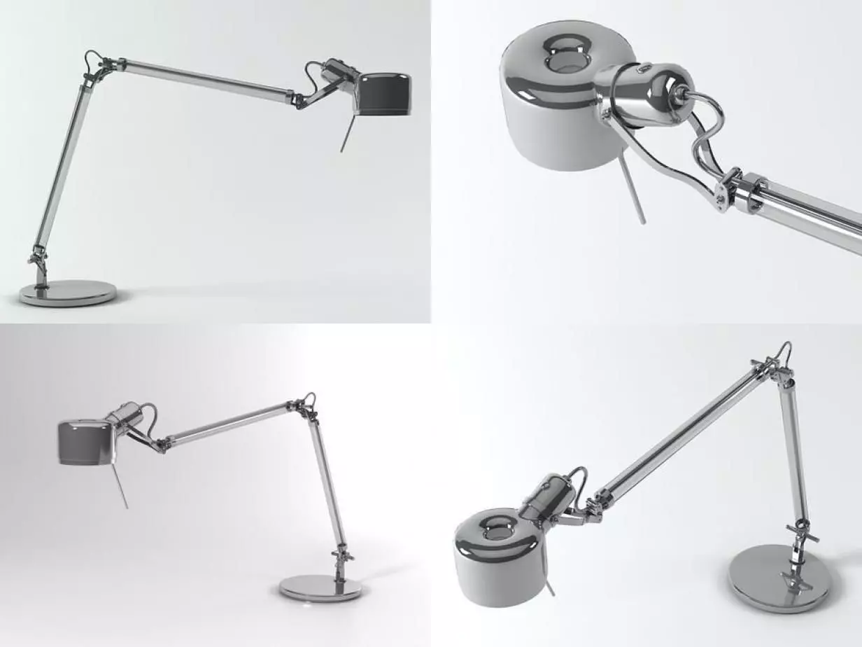 Job desk lamp with different angles 3D model_0