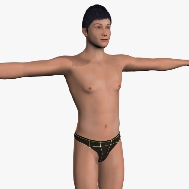 Sexy Young Boy  A12 Low-poly 3D model_3