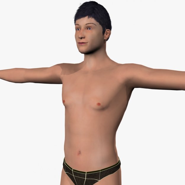 Sexy Young Boy  A12 Low-poly 3D model_2