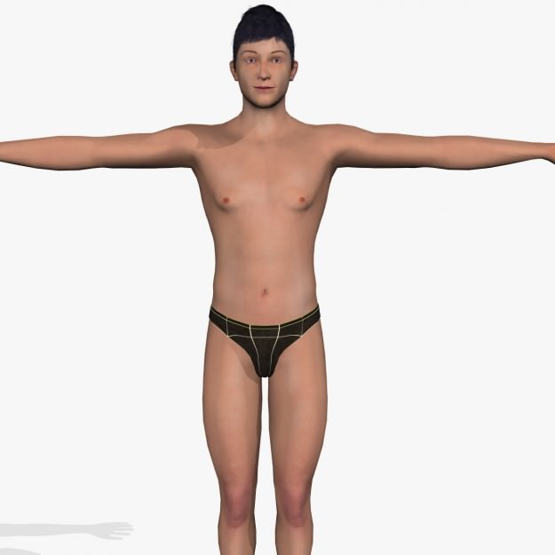 Sexy Young Boy  A12 Low-poly 3D model_1