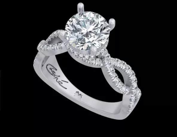 Round Diamond Engagement Ring CAD Model Free 3D print model