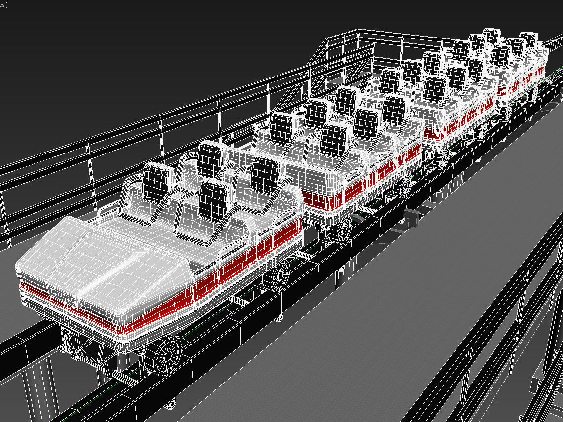 Roller Coaster Track and Train 3D model_11