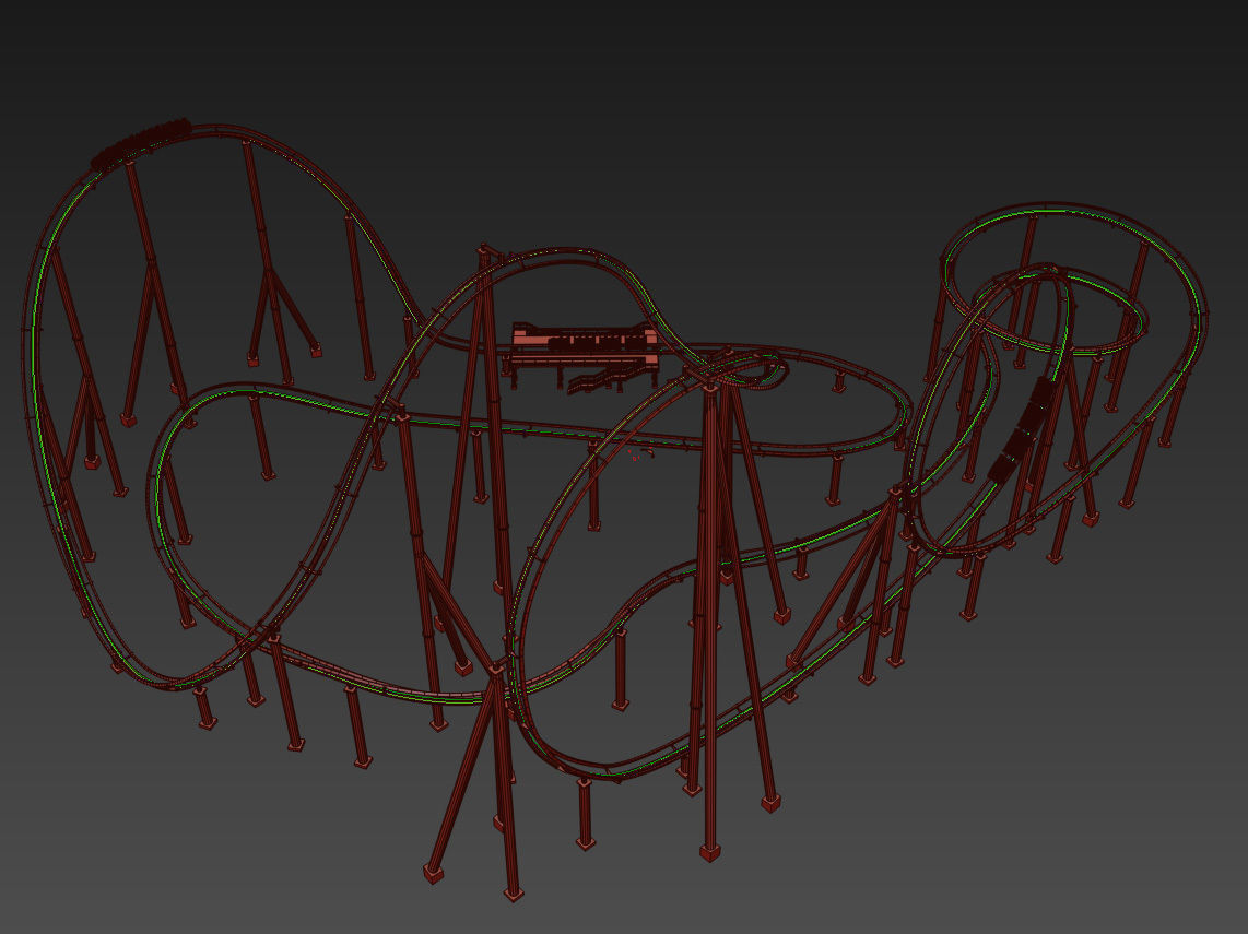 Roller Coaster Track and Train 3D model_10