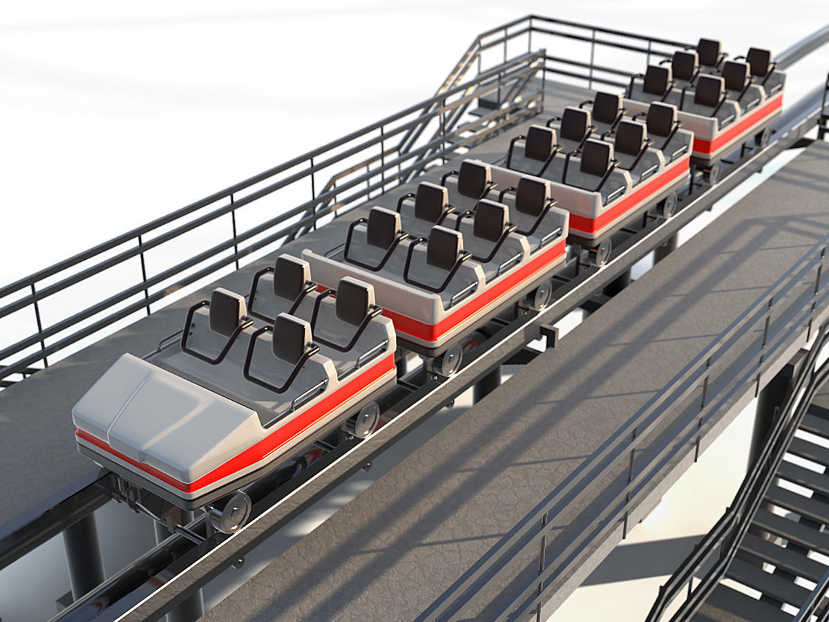 Roller Coaster Track and Train 3D model_8